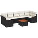 vidaXL Banc de jardin noir et crème poly rotin 8 pièces