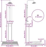 vidaXL Buitendouche 206 cm massief grenenhout en roestvrij staal wit