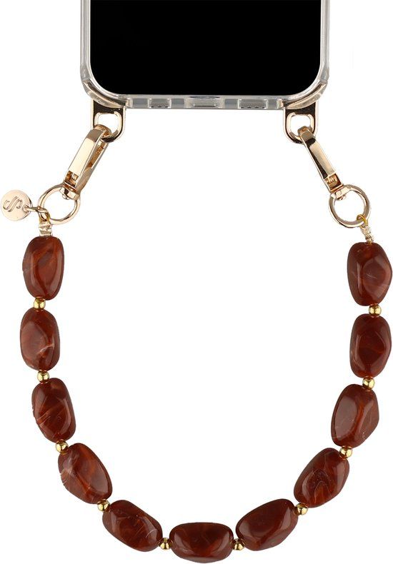 Selencia Universeel Satin Crush Polskoord - Telefoon Ketting - GSM Koord - Bruin