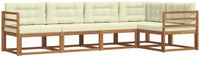vidaXL - Hoek loungeset - 5 zitplekken - Acacia hout - Natuurlijk en crème