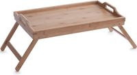 Zeller Dienblad/serveerblad - met inklapbare poten - bamboe hout - 50 x 30 cm