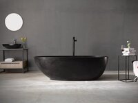 Mawialux Vrijstaand Bad - 185x85cm - Solid Surface - Mat Zwart - Ovaal