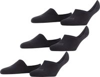 FALKE Step 3-Pack onzichtbar eenkleurig katoen multipack footies dames zwart - maat 37-38