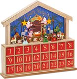BRUBAKER Herbruikbare Houten Adventskalender - Bethlehem - Zelf te vullen - 34,5 x 32 x 6 cm