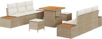 vidaXL Tuinbank Set 9-delig Beige Polyrotan