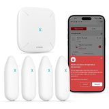 X-Sense SBS50 Draadloze hygrometer, thermometer voor binnen, temperatuur- en luchtvochtigheidsbewaking via app, 500 m bereik, gratis gegevensexport, compatibel met Alexa, 4 sensoren en 1 basisstation