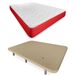 DUÉRMETE ONLINE - Compleet bed met omkeerbaar Lite matras + versterkte onderkant, beige met 6 metalen poten, schroefdraad 90 x 190 cm