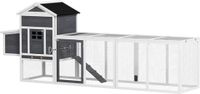 PawHut Kippenhok van vurenhout, 297,5 x 68 x 118 cm, wit