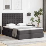 Maison Exclusive Lit de rangement exclusif avec tête de lit grise, dimensions 140 x 190 cm, revêtement en similicuir