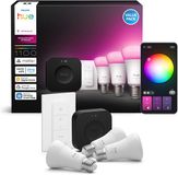 Philips Hue Starterkit - Wit en Gekleurd Licht - 1 Bridge Pro - 3 Lampen E27 1100 Lumen - 1 Dimmer Switch