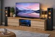 Meuble TV 140 cm, en bois imitation chêne Sonoma, avec éclairage LED, épaisseur 18 mm, fermeture silencieuse