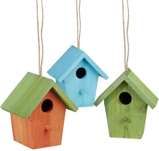 Relaxdays Decoratie Vogelhuisje - Lente decoratie van hout