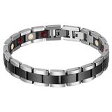 Mendes Keramieken Heren Armband Magnetische Power Zilver Zwart