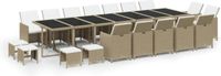 vidaXL 19-delige Tuinset met Kussens, Polyrattan, Beige