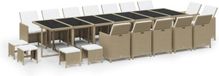 vidaXL 19-delige Tuinset met Kussens, Polyrattan, Beige