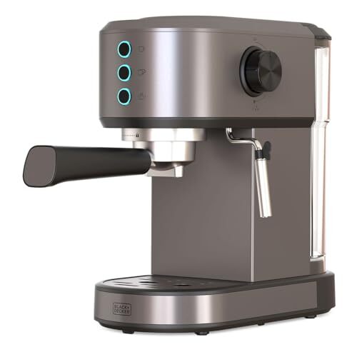 BLACK+DECKER Black+Decker - BXCO1350E Espressomachine | 1350 W | 20 bar | Thermoblock-systeem | filter 1 en 2 kopjes | draaibare stomer | afneembare tank van 1 l | warmhoudbak en druppelopvangbak