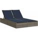 Chaise longue transat bain de soleil double avec coussins gris résine tressée