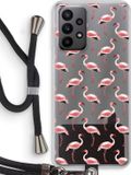 Case Company® - Samsung Galaxy A23 Hoesje met Koord - Flamingo - Zwart Koord - Back Cover