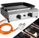 Gril sur gaz - 2 brûleurs - BBQ de camping - Inox - Gaz naturel - Émaillé en porcelaine - Portable