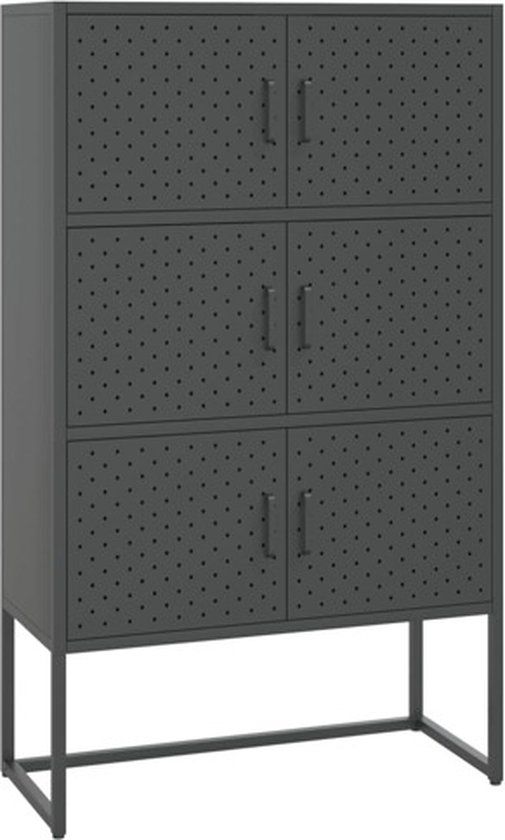vidaXL Hoge kast 80x35x135 cm staal antracietkleurig