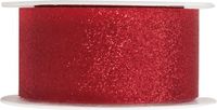Santex 1x Hobby/decoratie rode sierlinten met glitters 3 cm/30 mm x 5 meter - Kerst - Cadeaulinten satijnlinten/ribbons