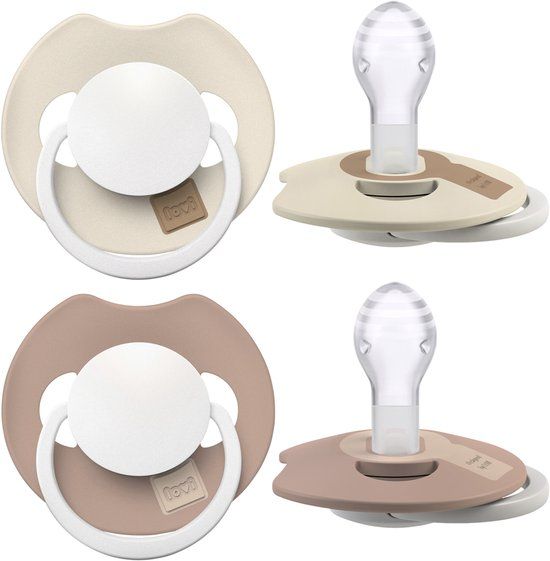 Difrax LOVI Fopspeen Dynamisch - Prime Glow - 18+ Maanden - Beige & Bruin - 2 Stuks