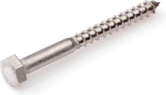 Hoenderdaal Fasteners Hoenderdaal Houtdraadbouten - DIN571 Zeskant - M8 x 90mm - RVS (50 stuks)