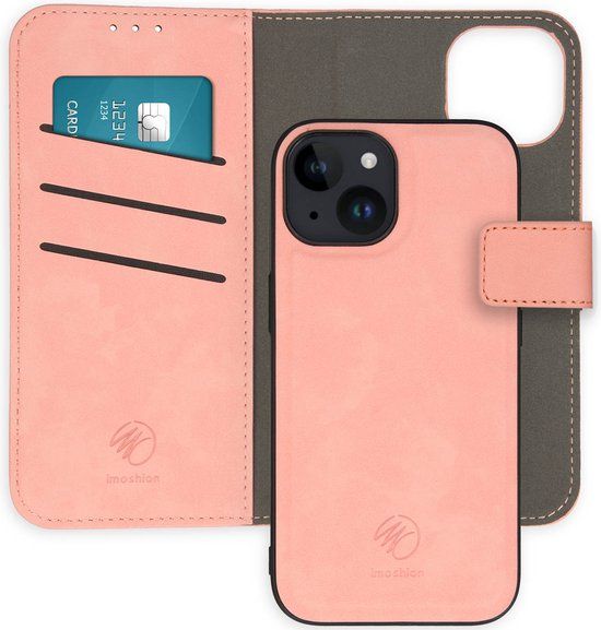 iMoshion Hoesje iPhone 15 - Book Case - Roze - Kunstleer - Pasjeshouder
