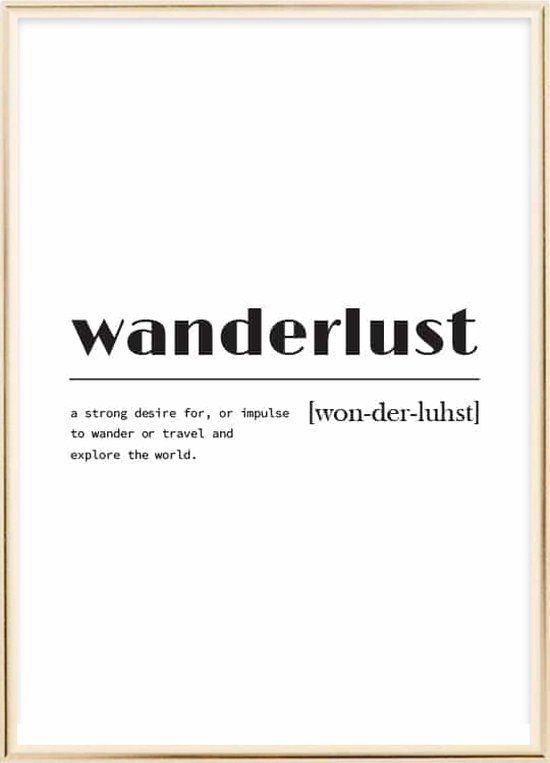 Posterdeco Poster with Metal Golden Frame - Wanderlust - 21x30 cm