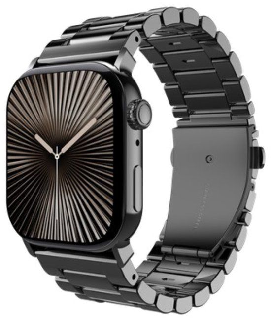 Just in Case PrimeSteel Horlogebandje Geschikt voor Apple Watch 44/45/46/49 mm - Zwart