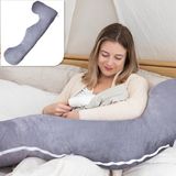 Litollo® Zwangerschapskussen XL - Voedingskussen - Lichaamskussen - Body pillow - 140cm - Afneembare hoes - Grijs - Fleece