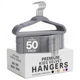 Utopia Home Fluwelen kinderhangers voor kleding (pak van 50) - antislip en stevige baby- en kinderhangers - ruimtebesparend (grijs)