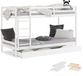 Homestyle4u Lit surélevé enfant - 90x200 cm - Blanc - Bois - Matelas inclus