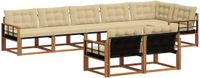 vidaXL Acacia Hout Loungeset met 8 Zitplaatsen Natuurlijk en Beige