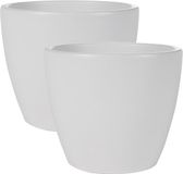 Ter Steege Bloempot - 2x stuks - wit - glans - Scandinavisch - 13 x 16 cm - plantenpot