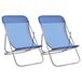 VidaXL Fauteuils de plage - 2 pièces - Textilène et acier thermolaqué - Bleu