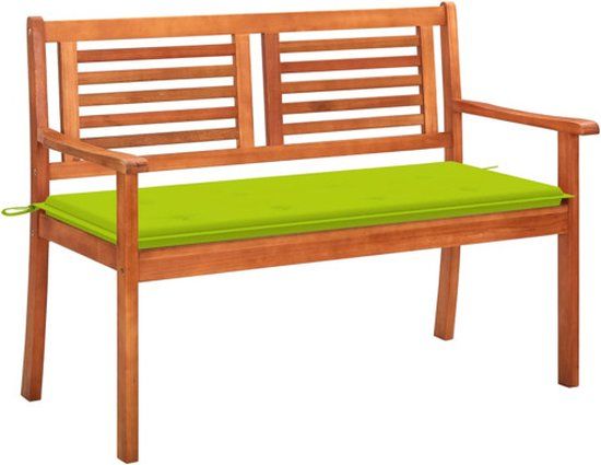 vidaXL Tuinbank 2-zits met kussen 120 cm massief eucalyptushout