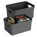 Sunware Opbergboxen Sigma - kunststof - antraciet - 6x box met inhoud - 5 liter - 25 x 18 x 12 cm - manden voor opslag - bakken