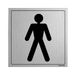VSafety Algemeen Deur-Heren Toiletbord - 150mm x 150mm - Zelfklevend Alu Effect