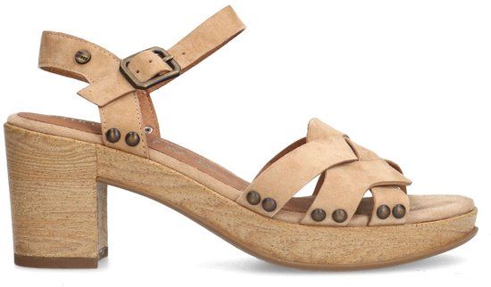 No Stress - Dames - Beige suède sandalen met hak - Maat 41