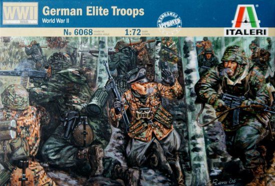 Italeri Modelbouwpakket Militaire voertuigen - 6068 German Elite Troops - Duitse Soldaten WWII - 48 Figuren Plastic - 1:72 - Modelbouw