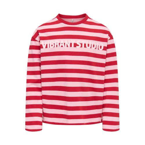 ONLY KIDS ONLY GIRL gestreepte longsleeve met tekst - rood