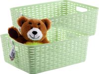 Plasticforte Opbergmand - 4x - Kastmand - rotan kunststof - lichtgroen - 12 Liter - 30 x 37 x 13 cm
