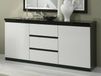 Commode ROMEO 2 portes et 3 tiroirs laqué noir/laqué blanc