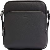 BOSS Leren Schoudertas Gordeltas New Crosstown Zip Bag Black Zwart