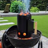 Elite BBQ briketten/houtskool starter - metaal - houten handvat - BBQ snel starter - 27 cm