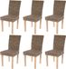 Merkloos Set van 6 Eetkamerstoelen Littau, Rotan, Hout, Bruin, Landelijk, 46 cm Zithoogte