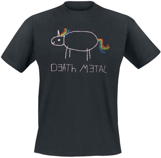 Death Metal Unicorn Art Worx Merchandising GmbH Death Metal Unicorn Unisex T-shirt - Zwart - XXL