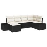 vidaXL Tuinbank Set 6-delig Zwart en Crème Poly Rattan