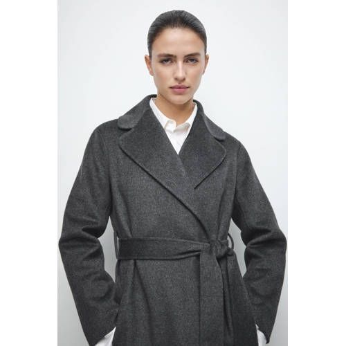 Mango Grey Wool Trench Coat